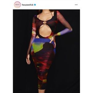 House of Cb multi colored, mesh dress. Never worn, tags attached !